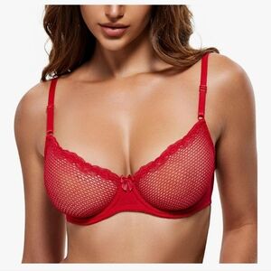 Red Lace Underwire Bra - Women's Intimates